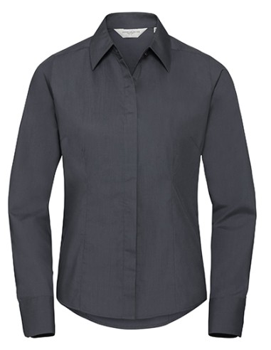 R-R-924F-0-Ladies L/S Poly-Cotton Easy Care Fitted Poplin Shirt